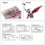 3D Metal Dark Red Dragon Puzzle