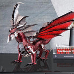 3D Metal Dark Red Dragon Puzzle