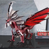 3D Metal Dark Red Dragon Puzzle