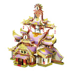 3D Metal Puzzle Chinese Temple Pink And Yellow